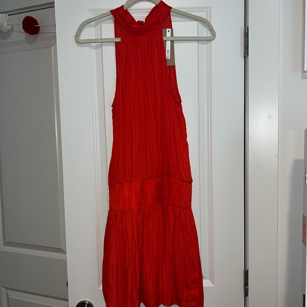 Do+be Women's Lined Pleated/elastic Waist Say You Love It Halter Dress